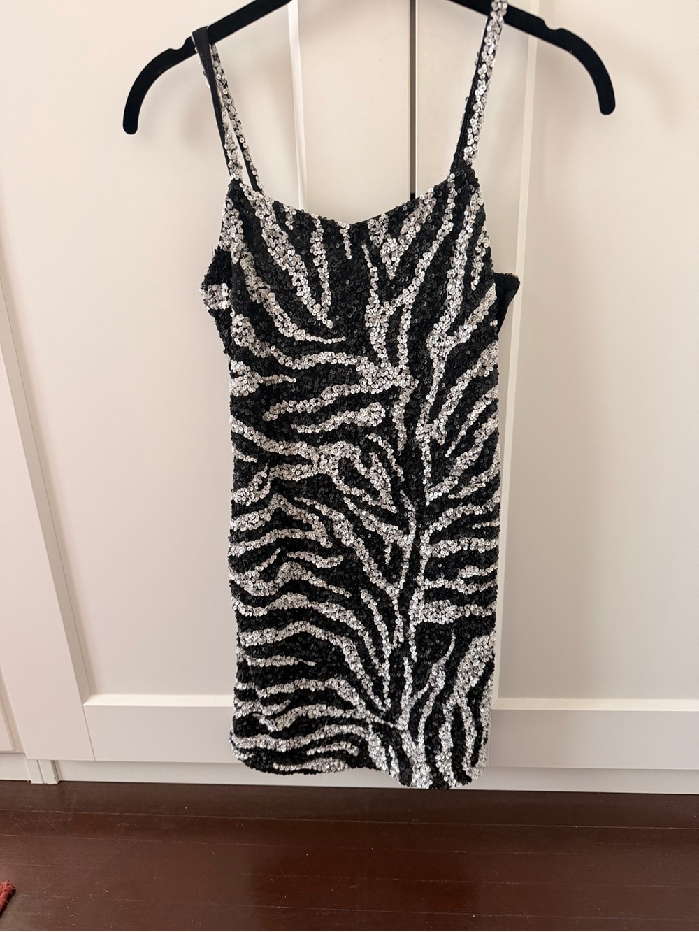 Past Modern Sequin Zebra Mini Dress - Hand Embellished NWT